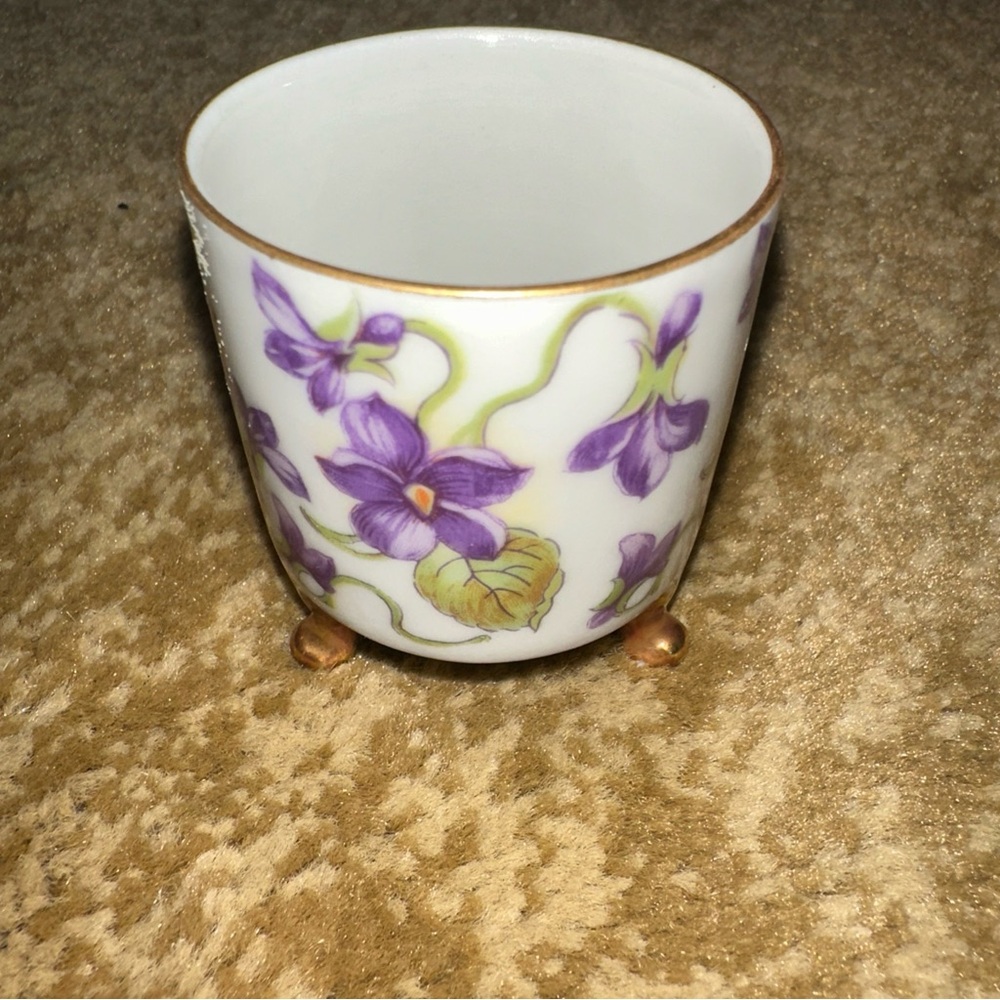 Ashtray Cigarette & Toothpick Holder Mitterteich Bavaria Germany Purple Violet - Picture 4 of 11